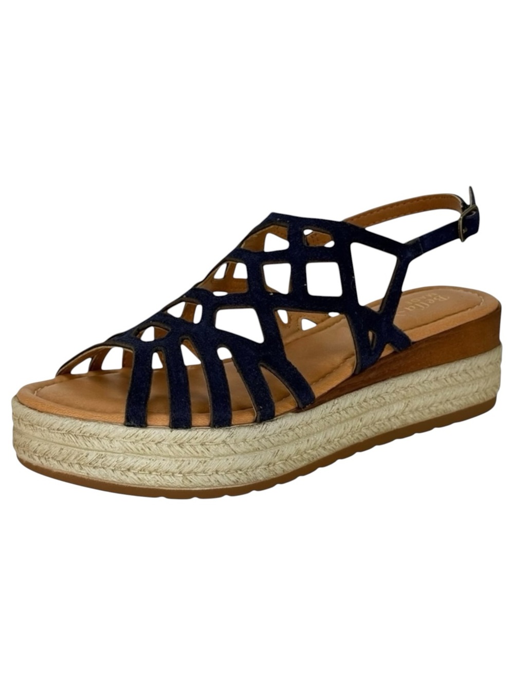 Bella Vita Zip-Italy Navy Leather Womens Wedge Sandals Size 12M - Picture 2 of 14